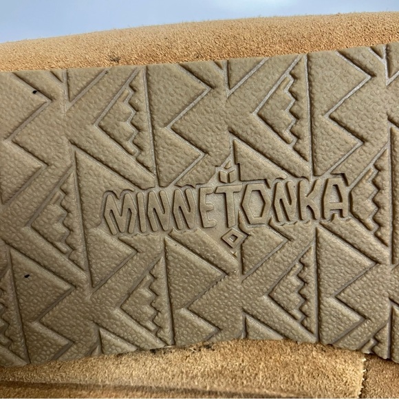 Minnetonka Women’s Cally slippers tan suede faux fur lined size 10 casual cozy - Picture 8 of 9